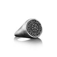 thumbnail image 2 of Vegvisir with Viking Knot Ring for Men in Sterling Silver, Norse Mythology Pinky Signet Ring, Nordic Men Engraved Ring, Viking Compass Ring, 2 of 5