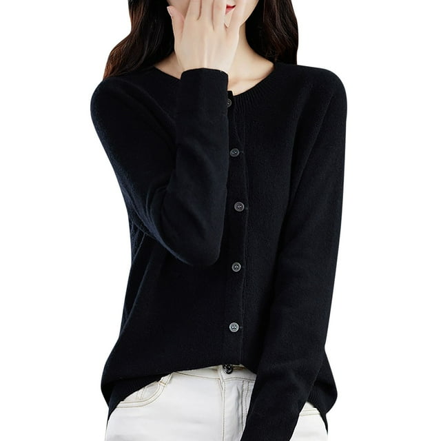 Cardigan pour Femmes Boutons devant Manches Longues Doux Chaud Tricoté Élastique Confortable Décontracté