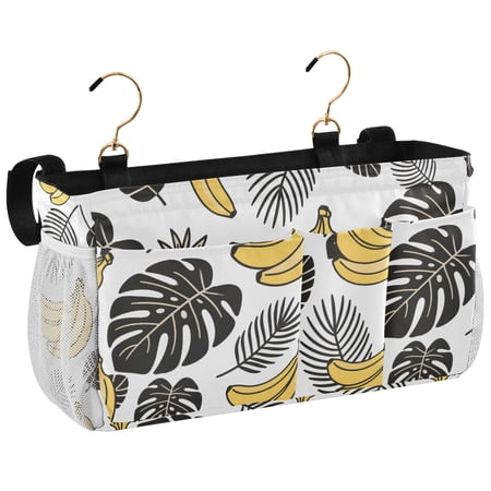 Ryvnso Bedside Caddy Banana Palm Leaves Bedside Storage Bag Hanging Organizer