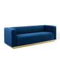 thumbnail image 2 of Modway Charisma Channel Tufted Performance Velvet Living Room Sofa in Navy, 2 of 9