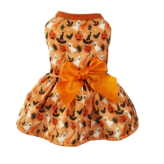 TELOLY 1pc Dog Halloween Costumes Fun Dog Girls Halloween Costumes, holiday Dog Costumes, fun Bat Pumpkin Pet Dress