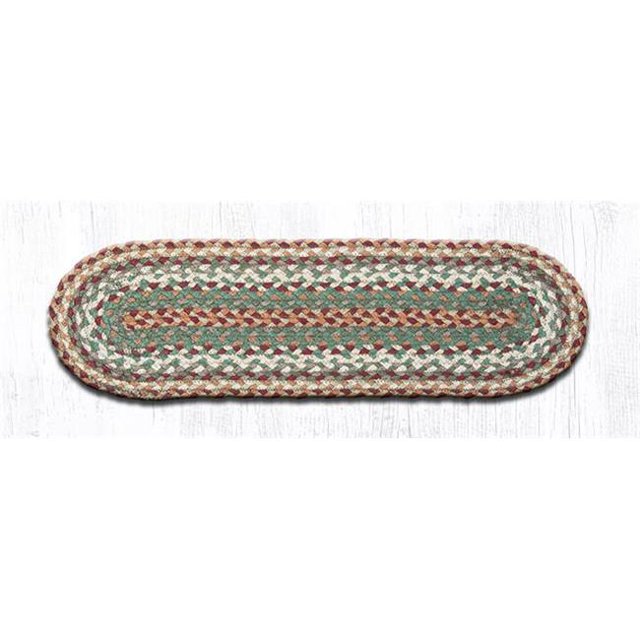 Capitol Importing 19-413 27 x 8.25 in. Stair Tread Rug - Buttermilk & Cranberry