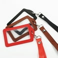 thumbnail image 3 of Lubelski Fashionable ID Badge Card Holder Faux Leather Frame Clear Case Cover Lanyard, 3 of 7