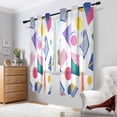 thumbnail image 2 of Yayeee Window Curtains Light Filtering 63"x42" Grommet Panel Pair Home Living Room Decor, Green Retro Shapes, 2 of 7