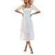 thumbnail image 4 of SAYOO Vestido largo de verano para mujer, manga corta, cuello cuadrado, sin espalda, vestido de lunares suizos SAYOO  Vida cotidiana, 4 of 6