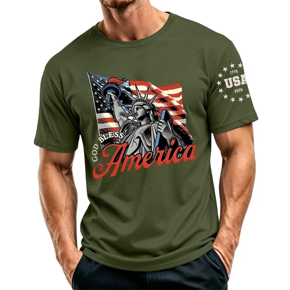 LWavelet Mens USA Shirt American Flag T-Shirt 4th of July Patriotic Short Sleeve Tee