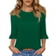 thumbnail image 1 of Camiseta Blingfit para mujer, manga 3/4, holgada, color verde, talla L, 1 of 5