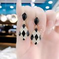 thumbnail image 4 of 1 Pair Women Earrings Contrast Color Rhombus Shape Rhinestone Anti-allergy Drop Earrings for Gift, 4 of 7