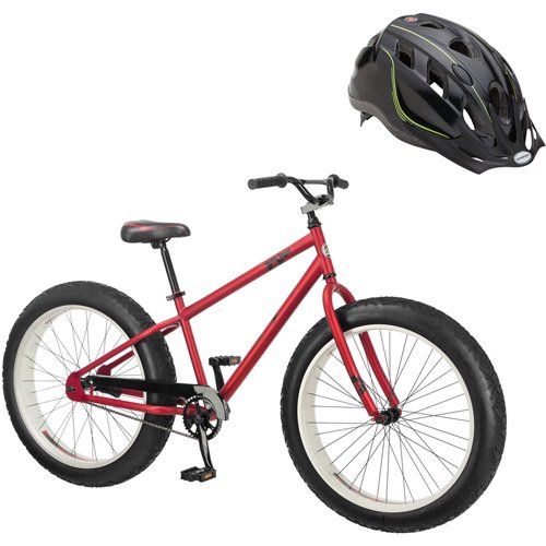 26" Mongoose Beast Men's All-Terrain Fat Tire Mountain and Bonus Helmet
