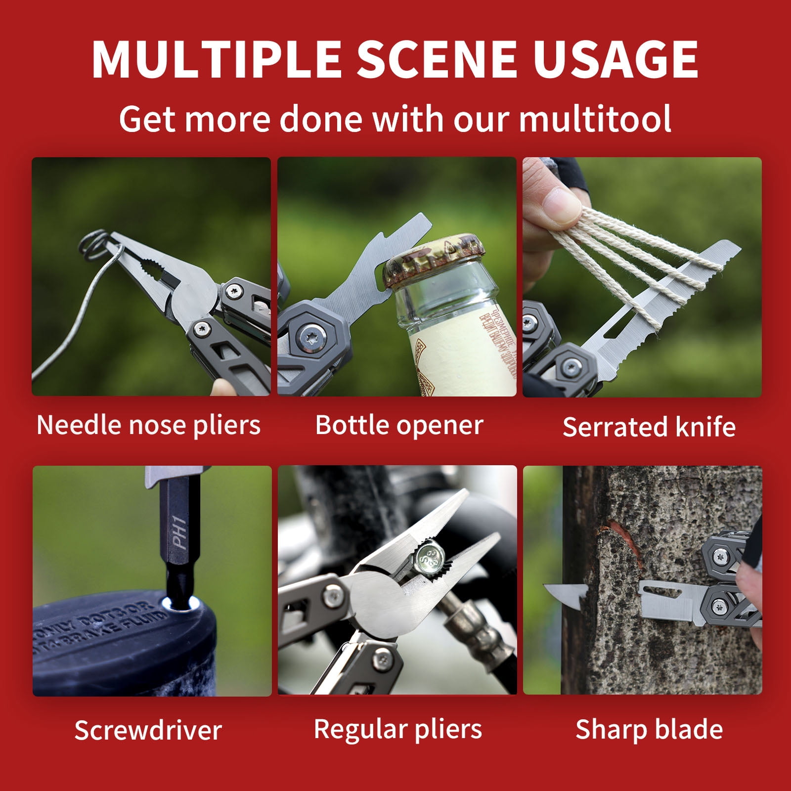 TAWOM 21-in-1 Multitools Pocket Knife, Multi-Function Pliers, Self-Locking EDC Survival Gear with Pouch for Camping, Outdoor , Father's Day Gift for Men, Dad, Him, Gray