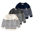 thumbnail image 1 of KYAIGUO Pull à Rayures Torsadées pour Enfants 1-7T, Col Rond, Blouse Chaude pour Bébé, 1 of 8