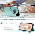 thumbnail image 6 of Crossbody Strap Case for Samsung Galaxy Note 9 Wallet PU Leather Elegant Diamond Patterned Credit Card Holder Full Body with Wrist Lanyard Strap Soft TPU Bumper Magnetic Closure Phone Cover,Mint, 6 of 10