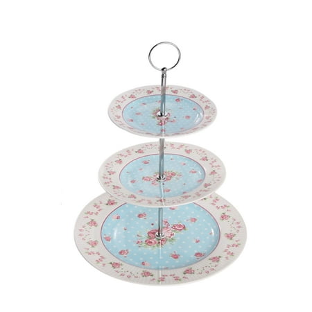 

TFFR Ceramic Snack Tray with Three Layers Large Capacity Farmhouse European Style Multifunctional Fruit Plate