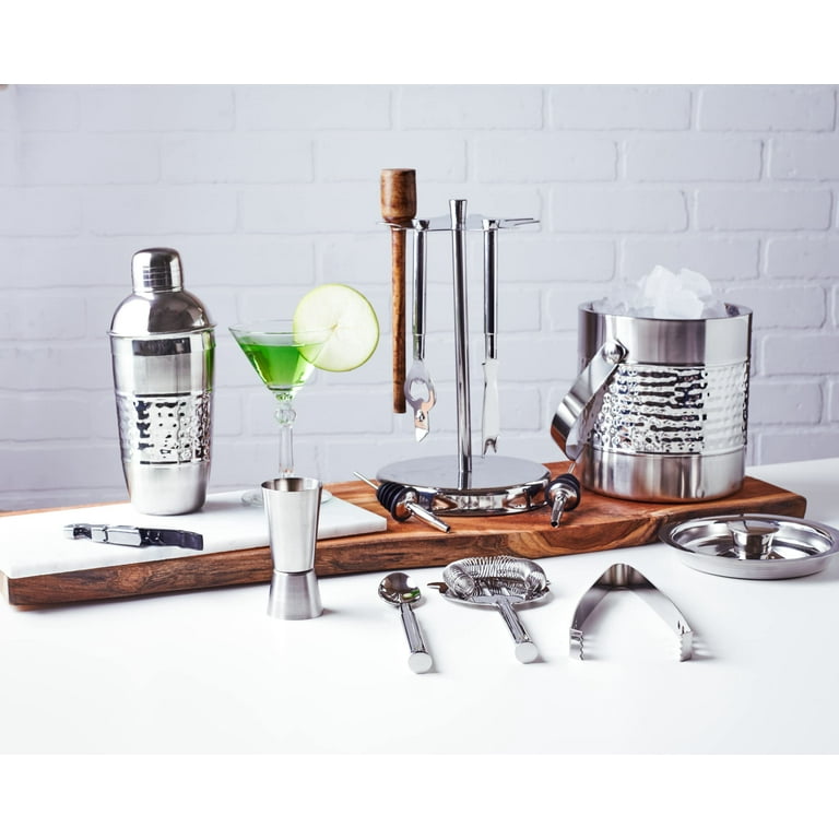 KITESSENSU Cocktail Shaker Set Bartender Kit with Stand | Bar Set Drink  Mixer Set with All Essential Accessory Tools: Martini Shaker, Jigger