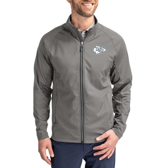 Men's Cutter & Buck Gray Kansas City Chiefs Adapt Eco Hybrid Recycled Full-Zip Jacket