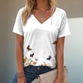thumbnail image 2 of vigerkar Womens Summer Tops 2026 V Neck Short Sleeve Shirts Trendy Dressy Casual Vacation Outfits Printed (White, L), 2 of 9