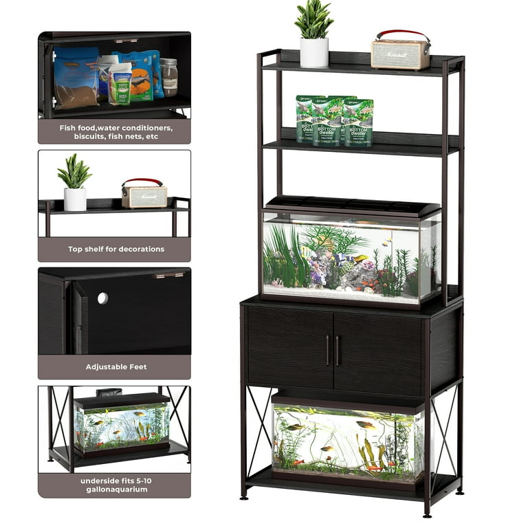 Fish Tanks Herture 20-29 Gallon Aquarium Stand Metal Frame Fish