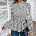 thumbnail image 4 of COSFO Long Sleeve T-Shirts for Women White Crew Neck Peplum Top Leopard Print T-Shirts Trendy Tops for Women 2024, 4 of 6