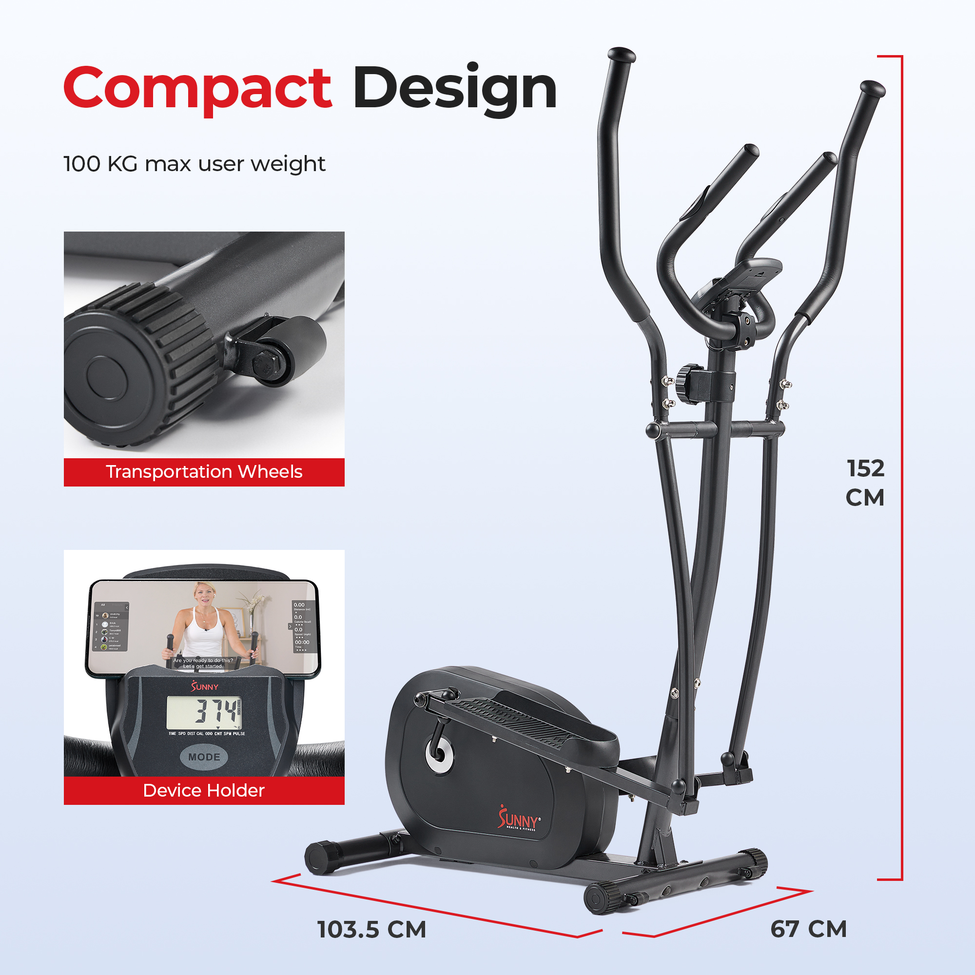 Sunny Health & Fitness Smart Magnetic Elliptical  with FREE SunnyFit® App