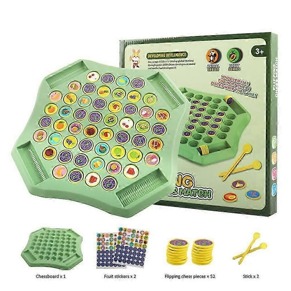 Flip Chess Memory, Animal/Fruit Flip Matching Chess Board Game, Chess Memory Chess Game