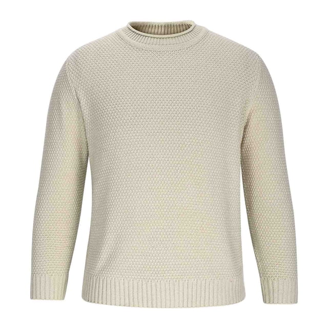 Grrvtrz Chandails pour Hommes Col Rond Chandail Décontracté Manches Longues Tissage Épais Chandail Texturé Mode Automne 2025