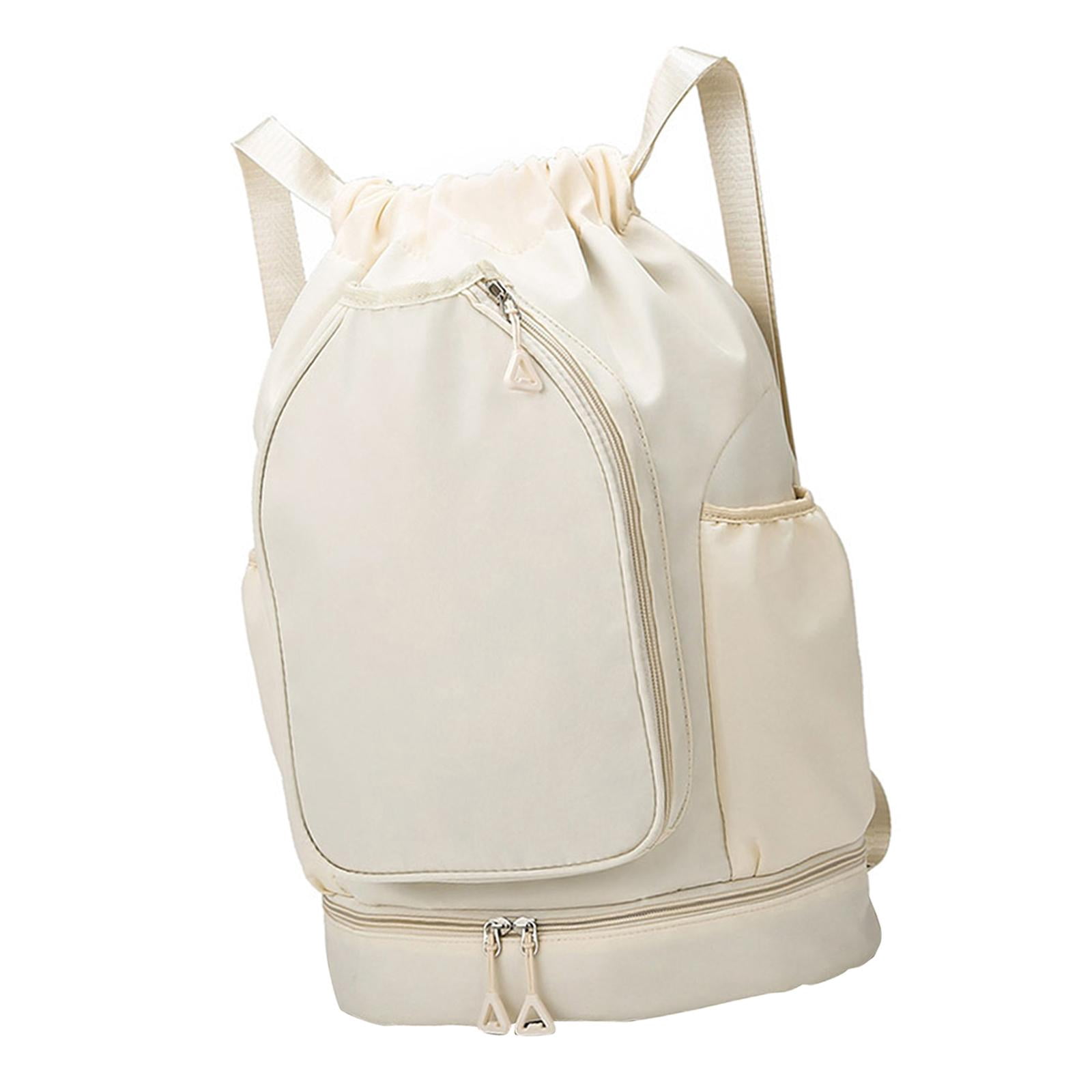 QccHieUs Tennis Backpack Badminton Racket Bag Drawstring Handbag Shoulder Bag for Outdoor Beige