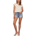 thumbnail image 2 of INSPIRAR CHIC Blusa de Mujer de Verano con Cuello Cuadrado y Mangas Cortas de Gingham S Albaricoque Blanco, 2 of 6