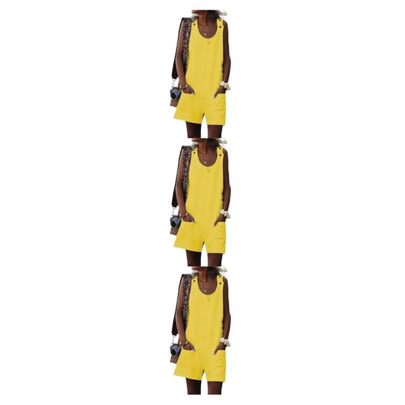Qarigey Mujeres Cuello Sin Mangas Mono General Estilo Casual Bolsillos Delanteros Mono Mameluco Camping Viajar Amarillo M Type1 NO1