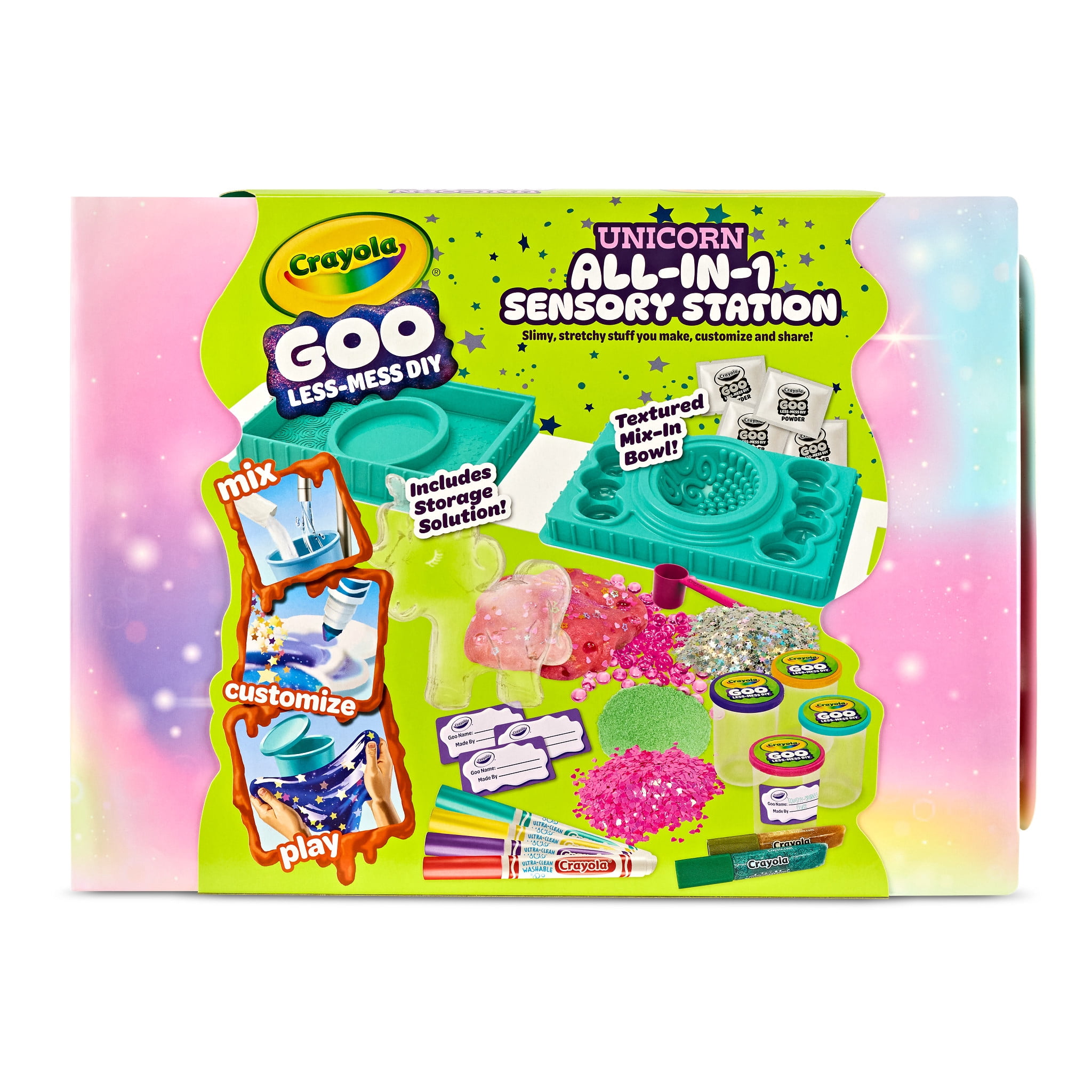 Crayola Goo All-In-1 Sensory Art Station, Unicorn Slime Making Kit for Kids, Less Mess DIY Arts & Crafts Set, Sensory Toys and Gifts for Kids, Ages 6+