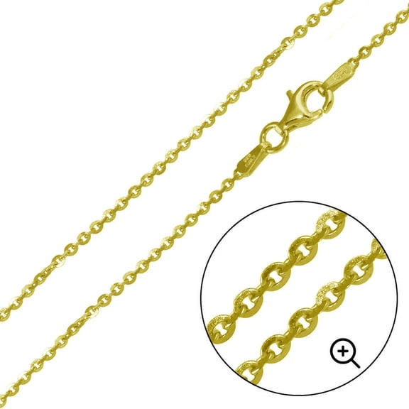Gold Plated 925 Sterling Silver Brillantina DC 040 Chain 1.75mm Italy 18" Jewelry Female Unisex