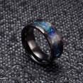 thumbnail image 3 of Wedding Ring Men Women 8mm Faceted Rainbow Opal Black Tungsten Wedding Band, 3 of 4