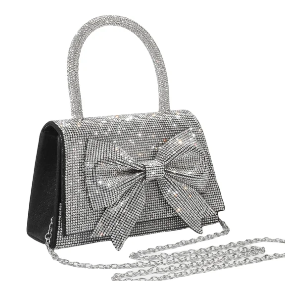 TOPCHANCES Bling Evening Handbag for Women Lady Girl Bride Rhinestone Clutch Bag for Prom Party Wedding, Black