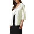 thumbnail image 4 of Casual Blazers for Women Summer 3/4 Sleeve Lightweight Cotton Linen Suit Jacket Blazer 2XL Beige, 4 of 6