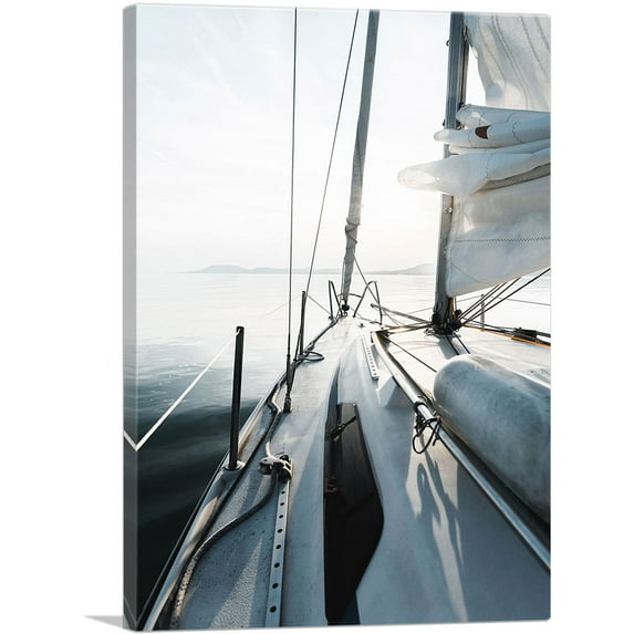 ARTCANVAS Boat In Ocean Home decor Canvas Art Print - Size: 60" x 40" (0.75" Deep) (3-Piece)