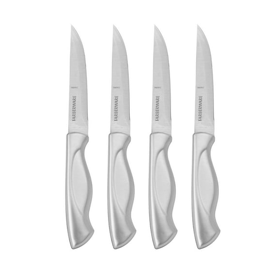 Farberware Classic 4-Piece Stainless Steel Steak Knife Set, Stainless Steel Handles