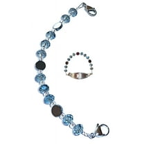 Hidden Hollow Beads Women's Artistic Medical Alert ID Interchangeable Replacement Bracelet, Identification Vital info tag - Blue