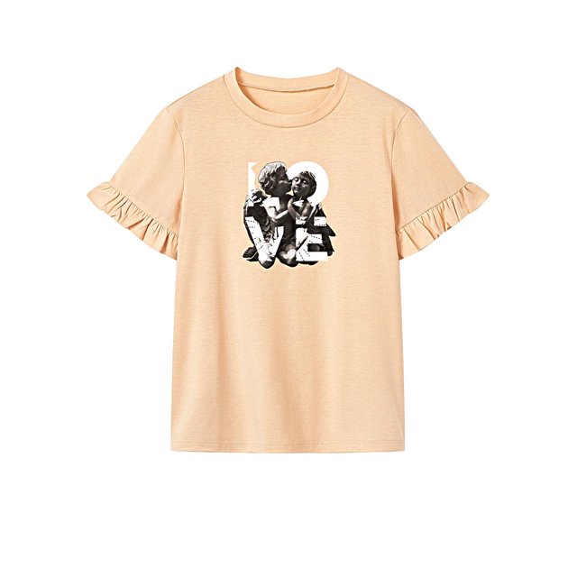 Camiseta para mujer verano señoras cómoda y elegante cuello redondo camiseta básica corta S