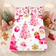 thumbnail image 4 of Manfei Santa Queen Sheets Christmas Queen Sheet Sets, Maroon Cream 4-Piece (1 Flat Sheet, 1 Fitted Sheet and 2 Pillowcases), 4 of 6