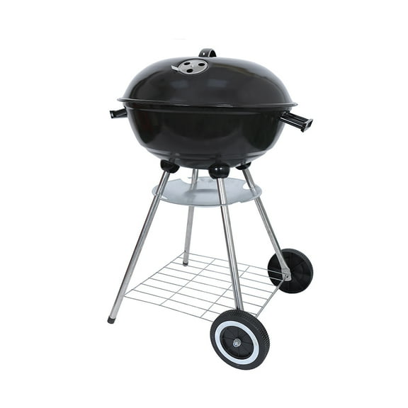 Ilios Innova | Asador Blaze de Carbón Portátil con Ruedas y Tapa, Parrilla Redonda, Diseño Compacto y Resistente, Acero Esmaltado Color Negro