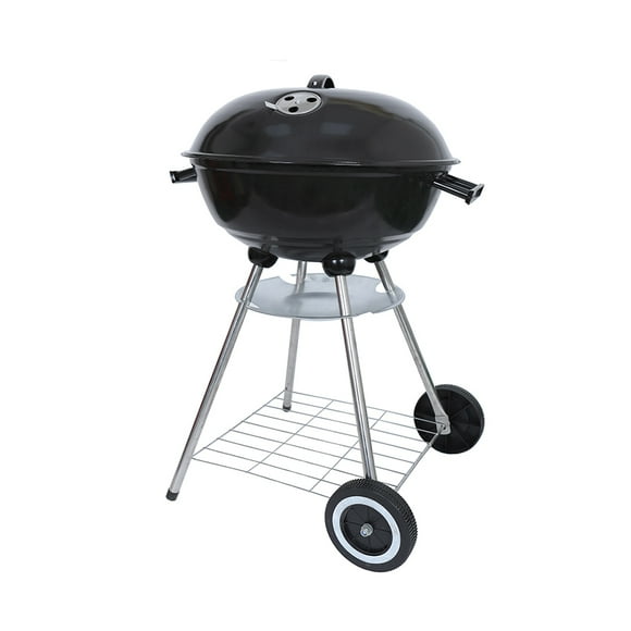 Ilios Innova | Asador Blaze de Carbón Portátil con Ruedas y Tapa, Parrilla Redonda, Diseño Compacto y Resistente, Acero Esmaltado Color Negro