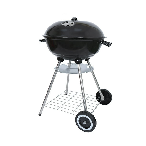 Ilios Innova | Asador Blaze de Carbón Portátil con Ruedas y Tapa, Parrilla Redonda, Diseño Compacto y Resistente, Acero Esmaltado Color Negro