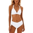 thumbnail image 2 of Bikini Sets for Women Halter Push Up Triangle Bikini Top with High Waisted Swim Bottom Two Piece Swimsuit Bathing Suit, 2 of 6