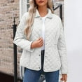 thumbnail image 2 of Women Quilted Barn Jacket Snap Button Diamond Long Sleeve Puffer Coat Outerwear with Pockets Warm, 2 of 7