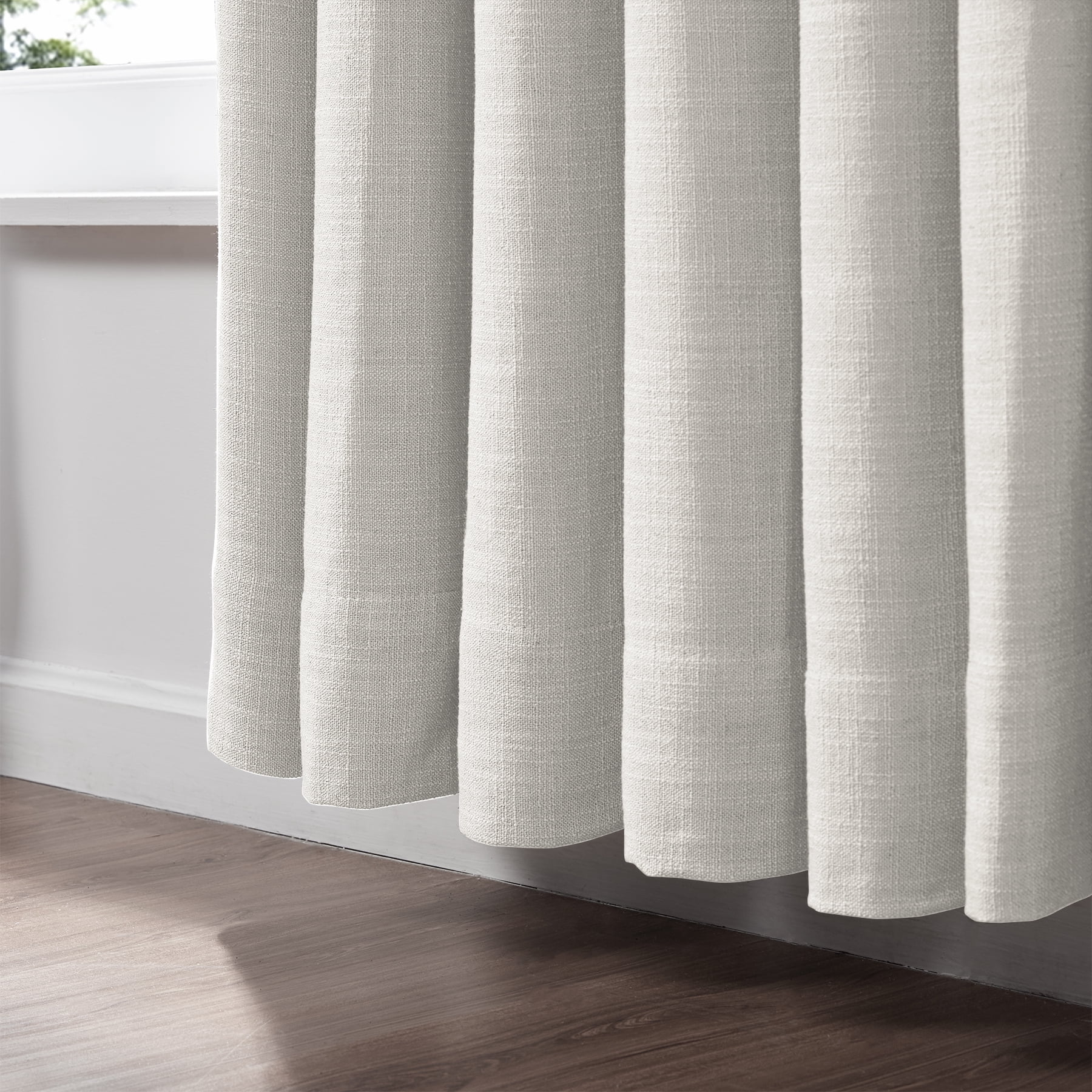 TWOPAGES Linen Blend Curtain 26 W X 72 L Inch Blackout Pinch Pleat Top Privacy Protection Drape for Patio Door, 1 Panel, Beige White