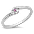 thumbnail image 1 of Dazzlingrock Collection Bague de Promesse Solitaire Coupe Ronde 10K Saphir Rose, Or Blanc, Taille 7, 1 of 1