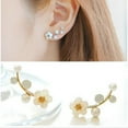 thumbnail image 5 of Ayyufe 1 Pair Women Flower Pearl Rhinestone Earrings Ear Studs for Party, 5 of 7
