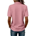 thumbnail image 4 of Polo Shirts for Women Short Sleeve 3 Button Collared Golf Tee Cotton Business Casual Summer Work Tops Pink S, 4 of 5