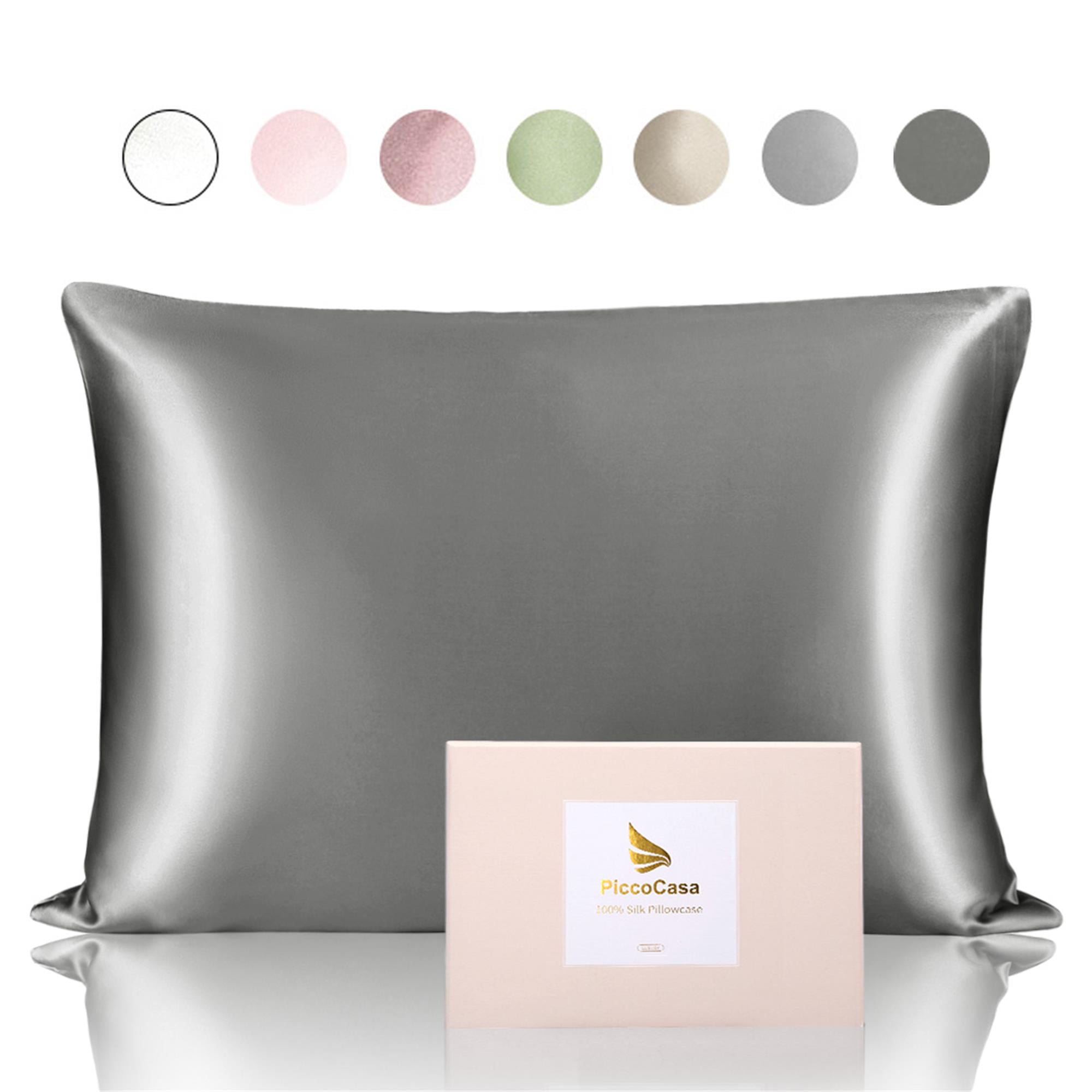 PiccoCasa 25 Momme Silk Pillowcase Standard Silk Pillow Cover, Grey, 20"x26"