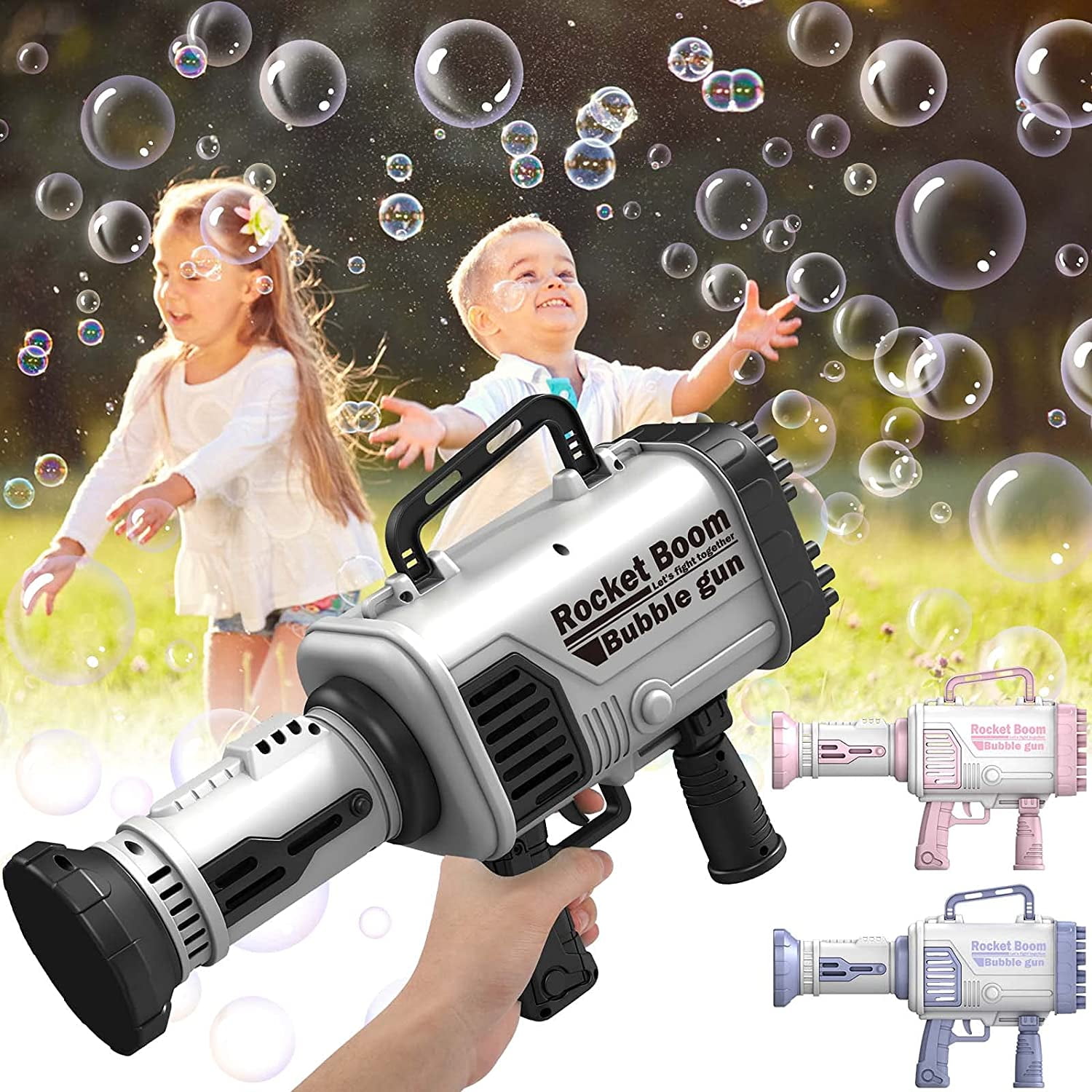 64-Holes Gatling Bubble Guns For Kids Electric Automatic Bubble Machine Rocket Launcher Outdoor Children Toys Boys Girls Gift - Walmart.com