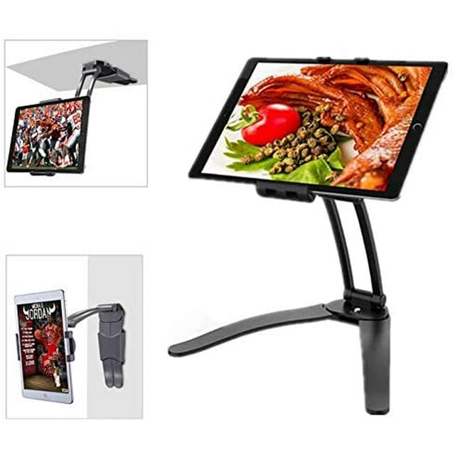 CPDD 2 in 1 Kitchen Charger Compatible with iPad Stand Adjustable Kitchen Tablet Mount Fit for 5-12.9" Tablets/Charger Compatible with iPad Pro 12.9/7/Air/Mini, Galaxy Tab S3 9.7 black -